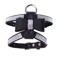 Black Rhinestone Bow Pet Harness | Sparkly Escape-Proof Harness for Small Dogs & Cats