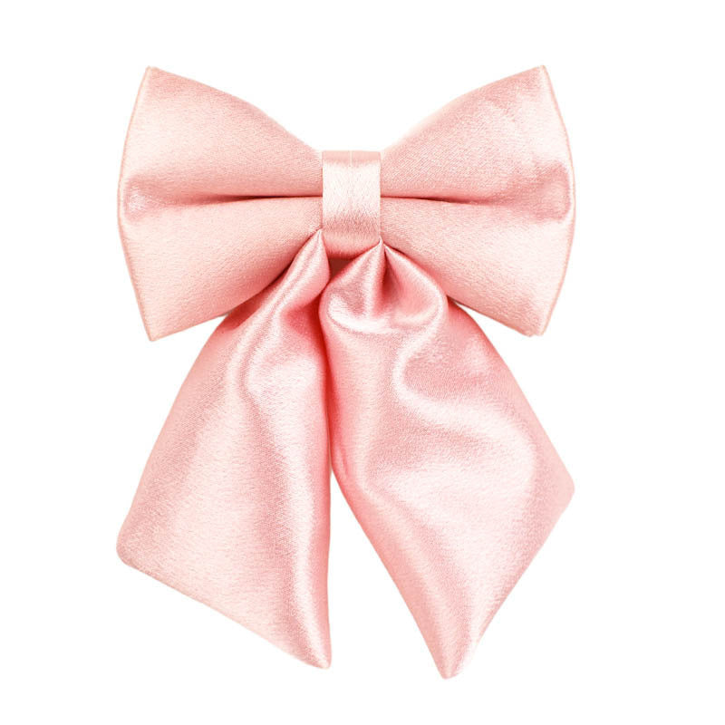 Light Pink Silk Dog Collar, Long Bow & Leash Set