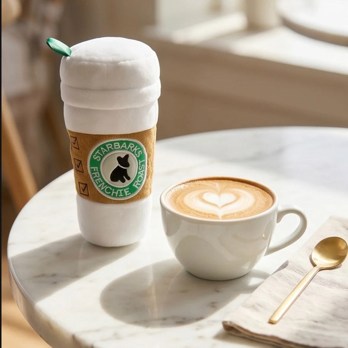 Starbarks White Coffee Cup Plush Squeaky Dog Toy