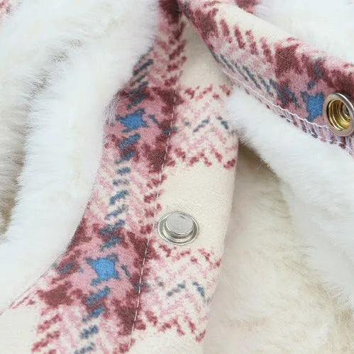 Blue Plaid Faux-Fur Trim Vest for Dogs & Cats