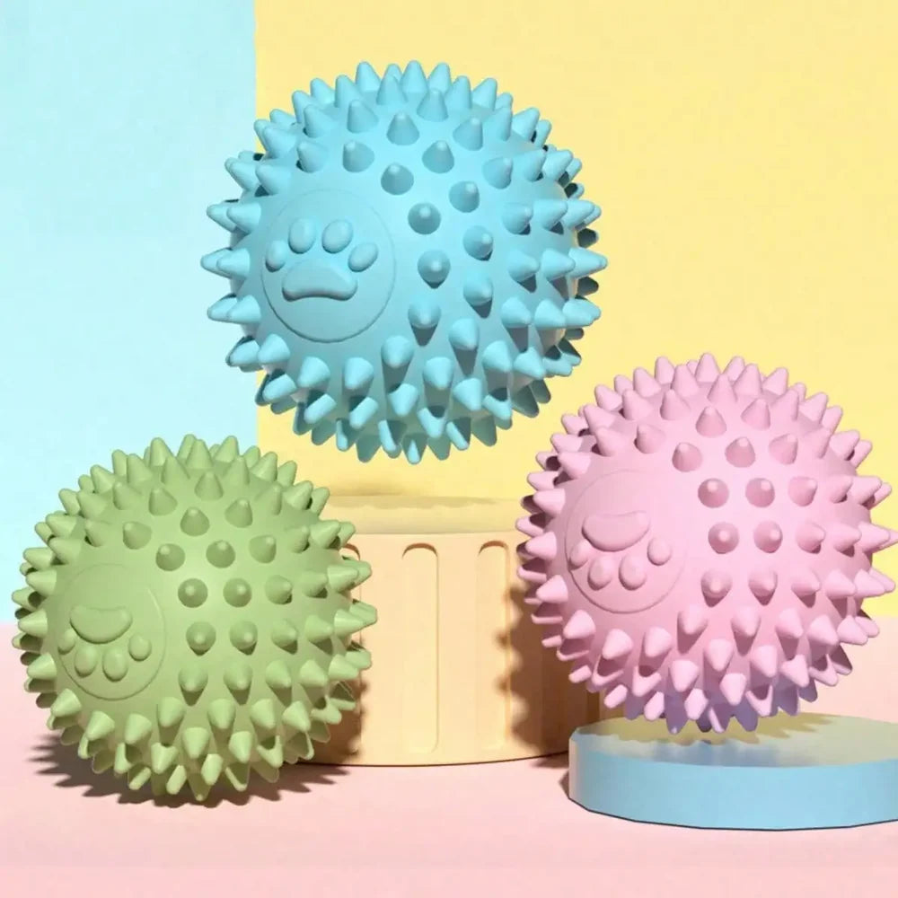 Green Paw Print Spiky Dog Ball Toy