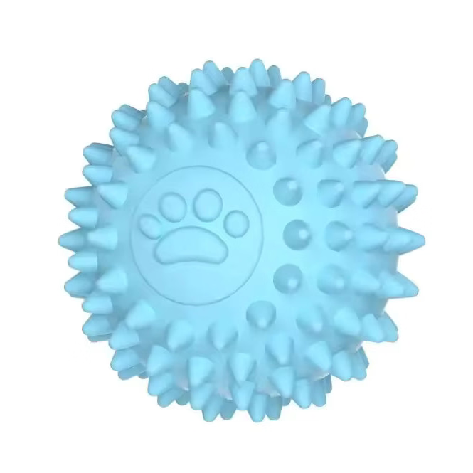 Blue Paw Print Spiky Dog Ball Toy