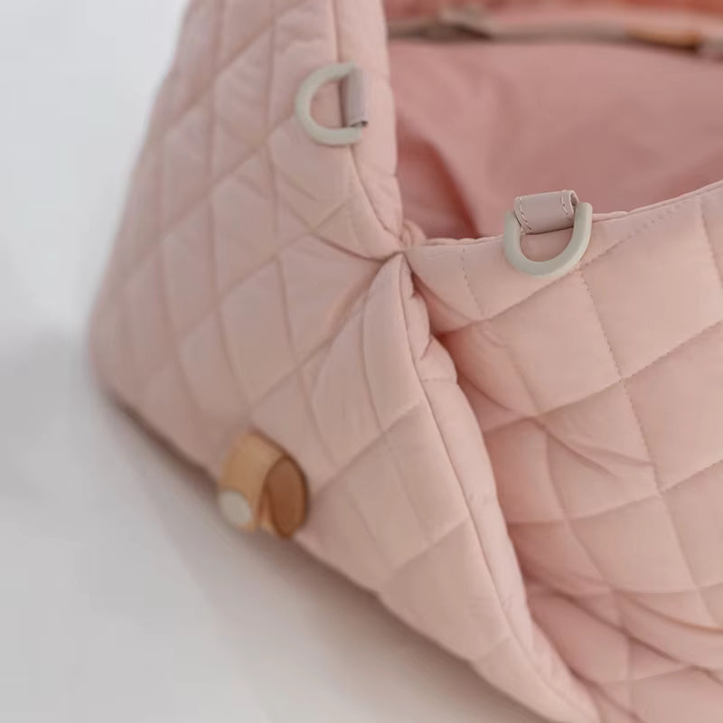 Pink Quilted Pet Carrier with Shoulder Strap