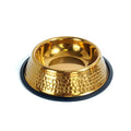 Gold Hammered Stainless Steel Pet Bowl for Cats & Dogs