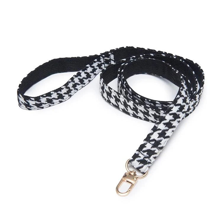 Black & White Houndstooth Pet Harness Dress & Leash Set