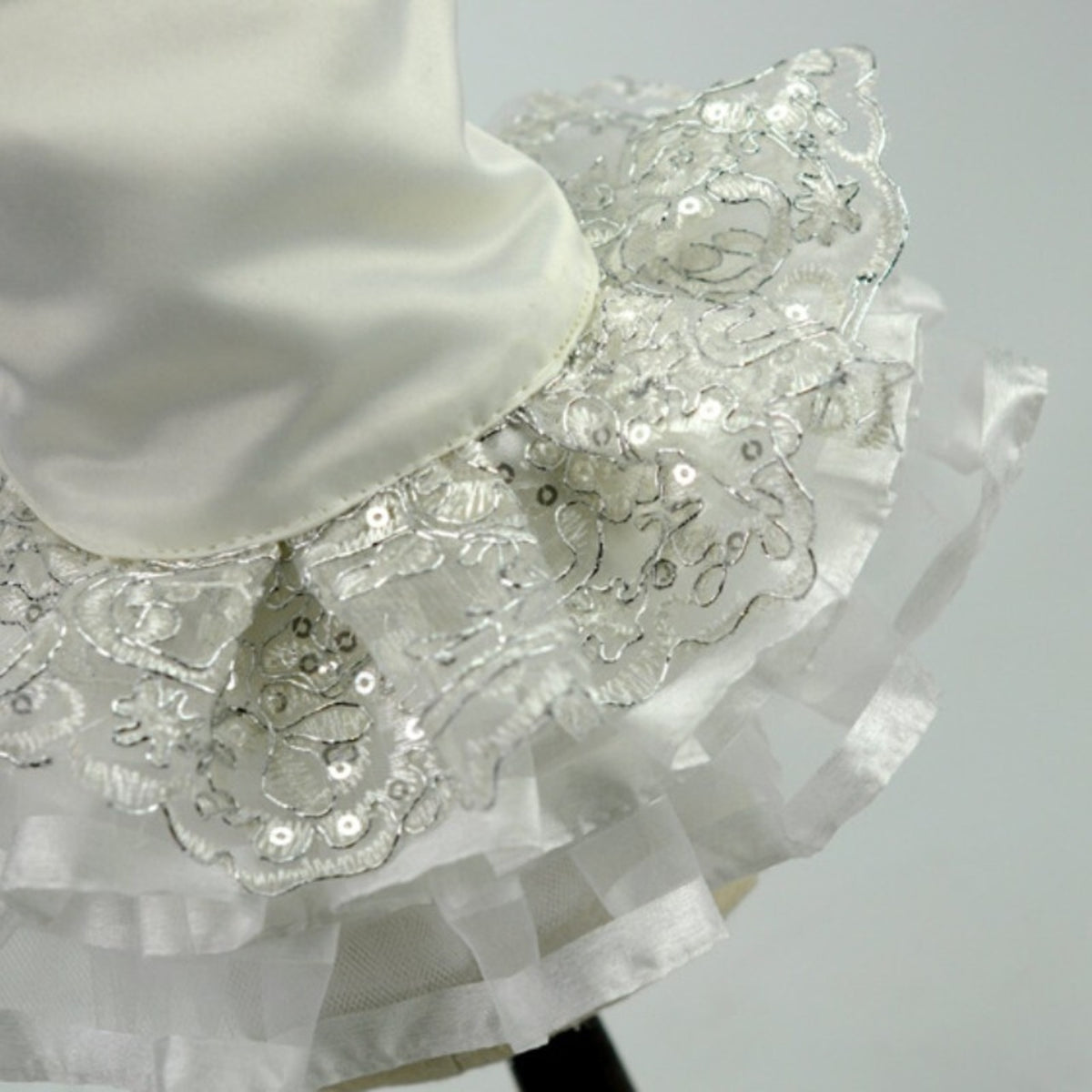 White Pearl Collar & Silver Lace Dress for Dogs & Cats