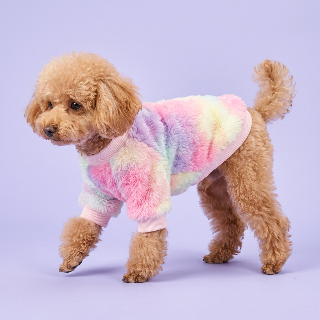 Apricot poodle gently stepping