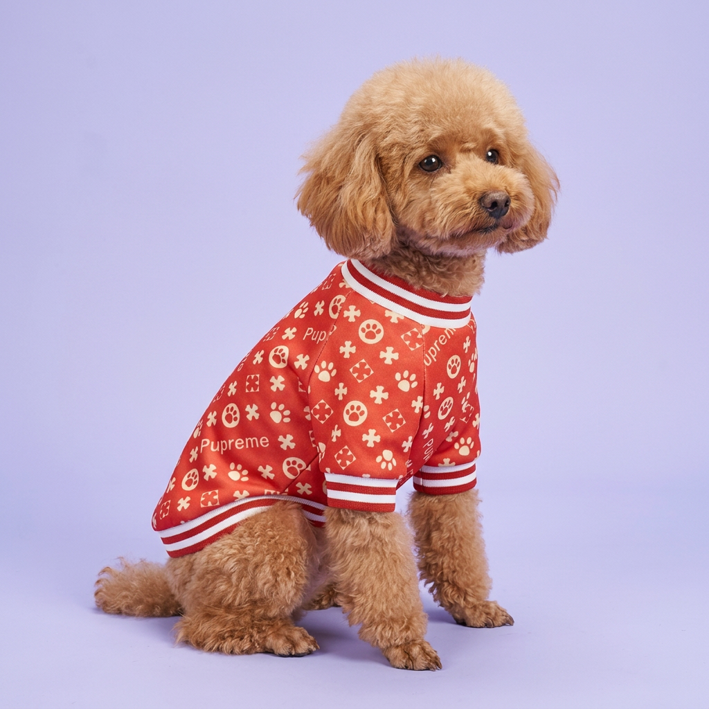 Apricot toy poodle seated with a gentle head tilt