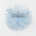 Baby blue tulle crown hair clip on white
