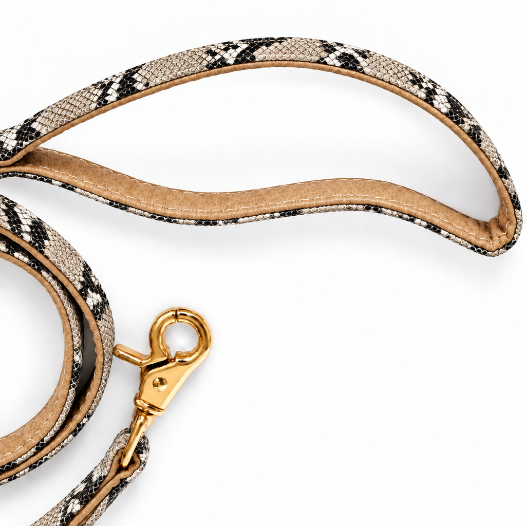 Beige snakeskin handle close-up