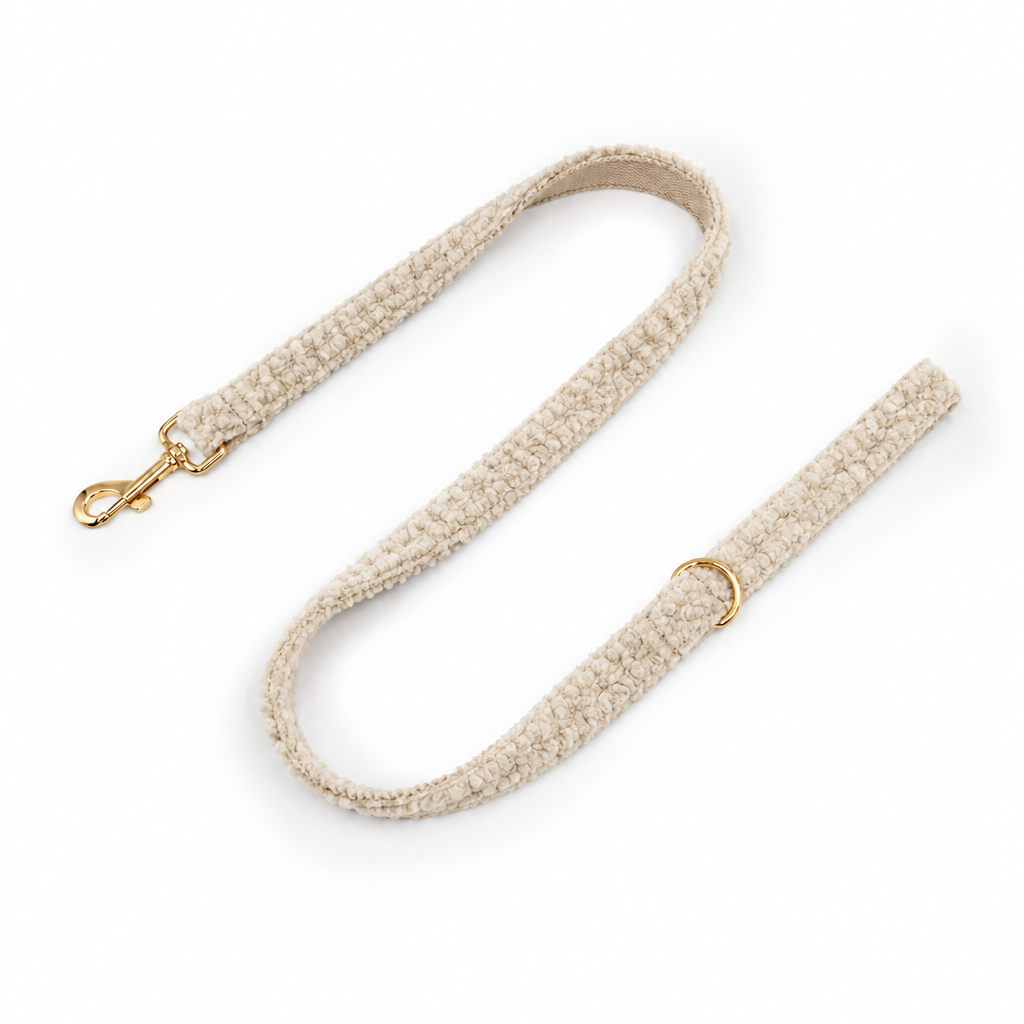 Beige teddy fleece full-length leash