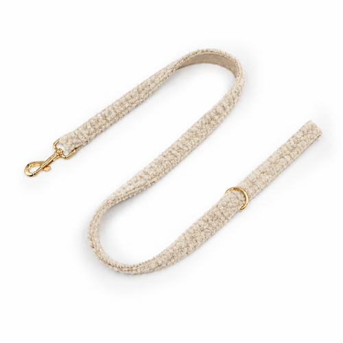 Beige teddy fleece full-length leash