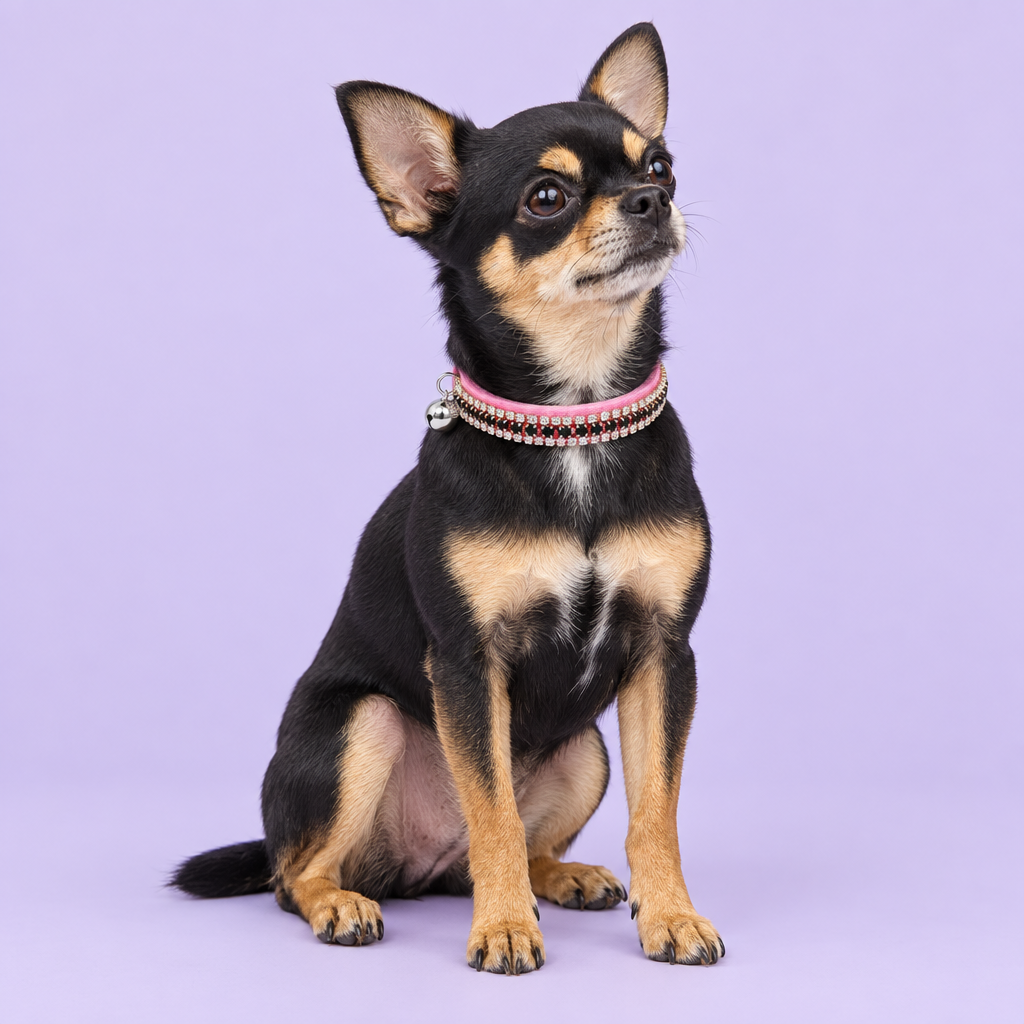 Black-and-tan Chihuahua sitting