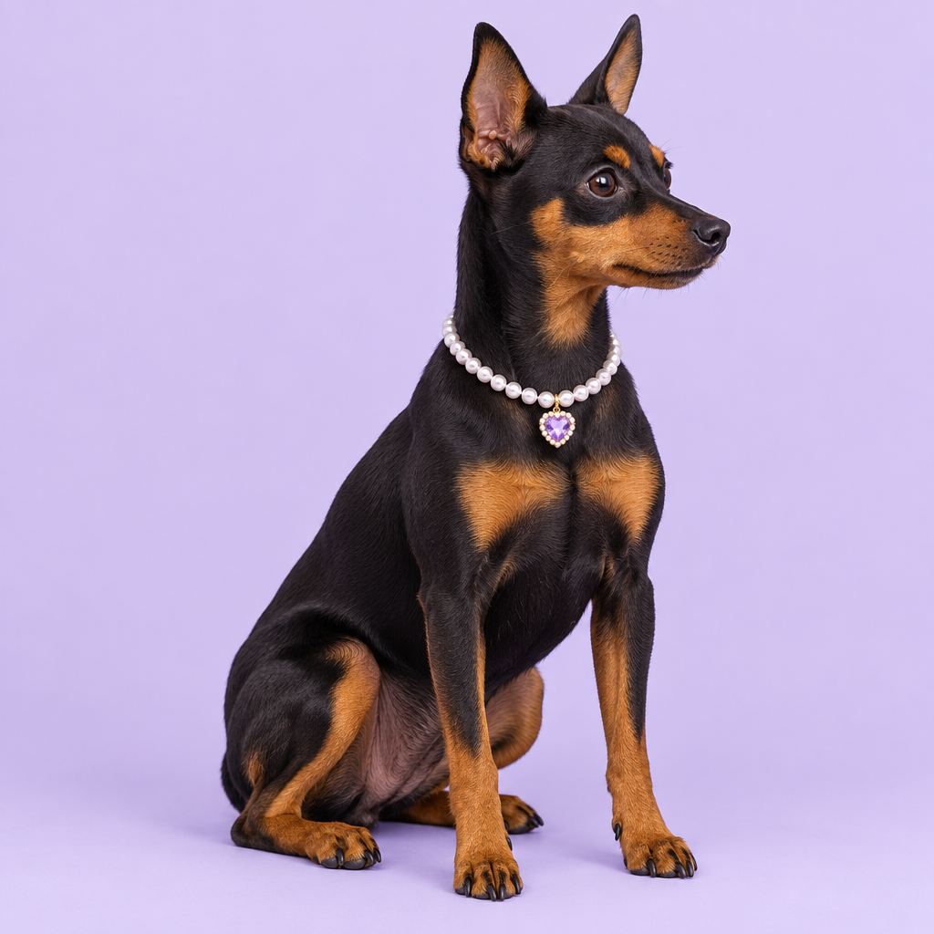 Black-and-tan Miniature Pinscher sitting