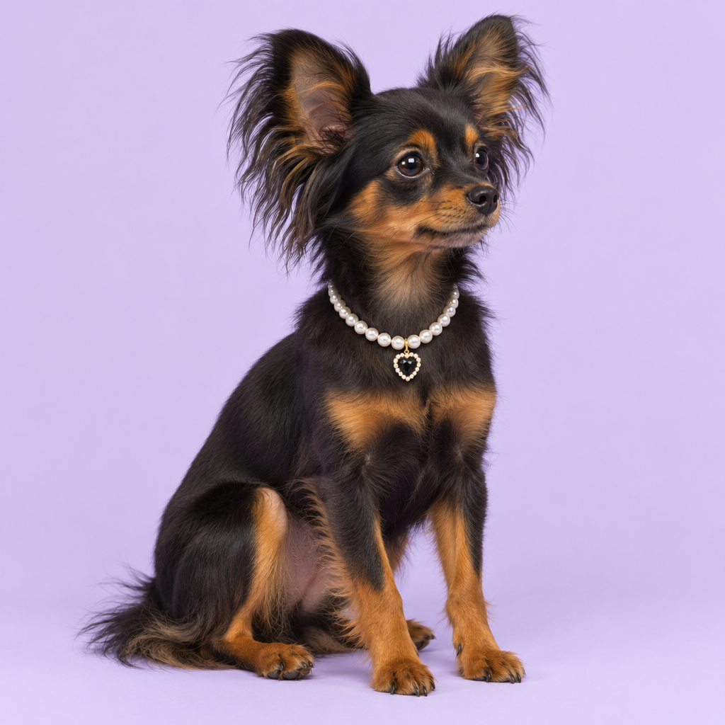 Black-and-tan Russian Toy sitting