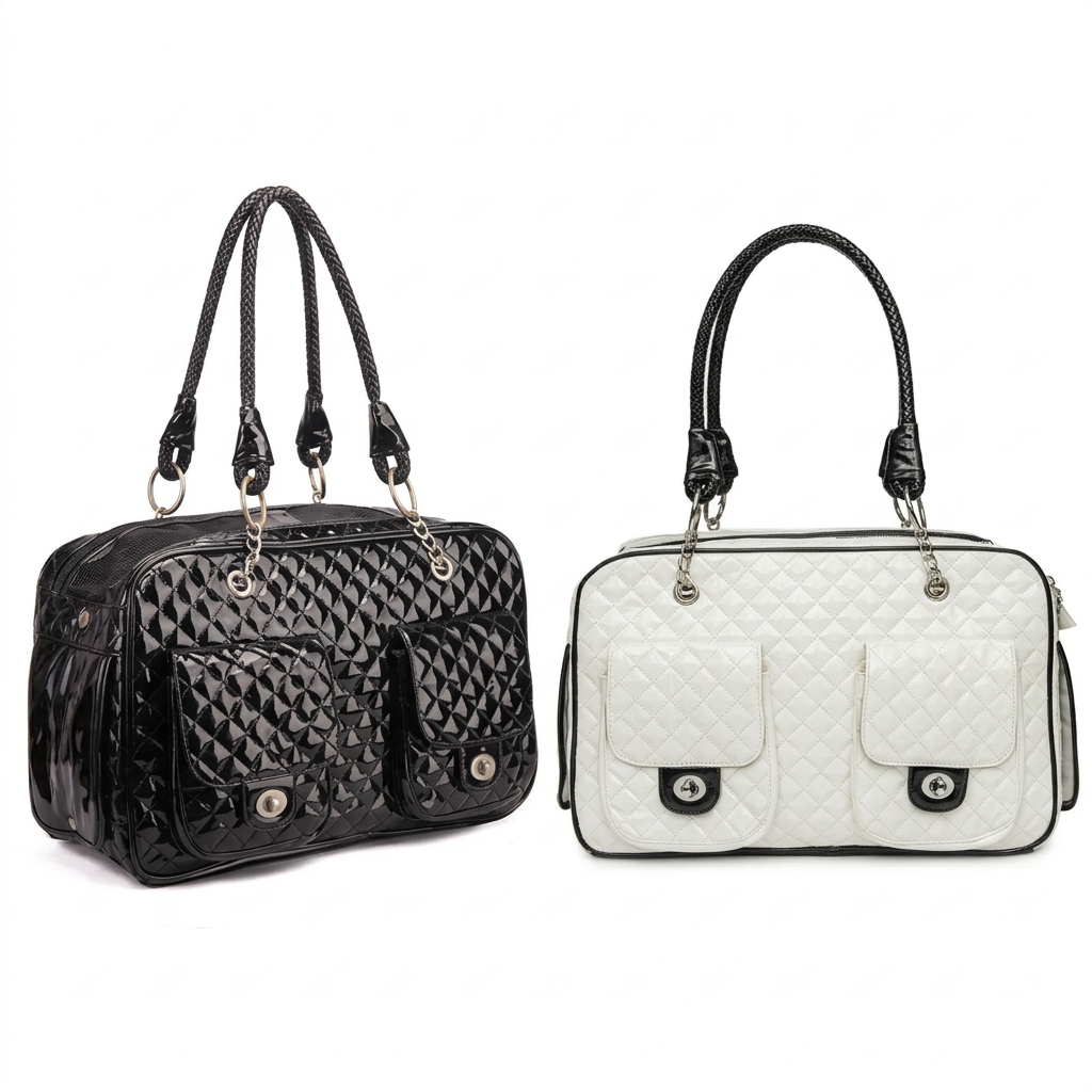 Black and white Coco carrier bags together