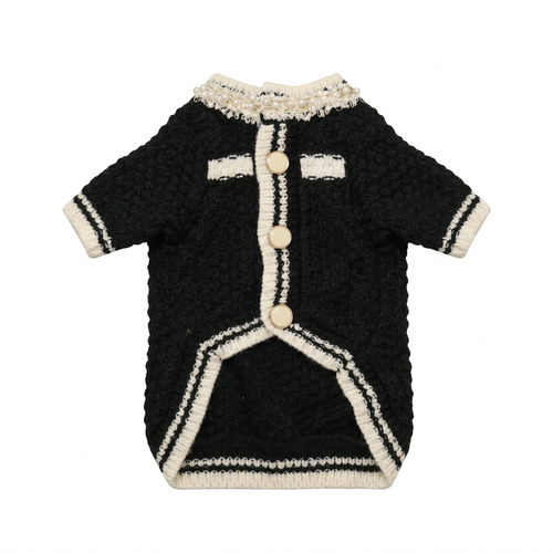 Black cardigan straightened and centered to match the cream version