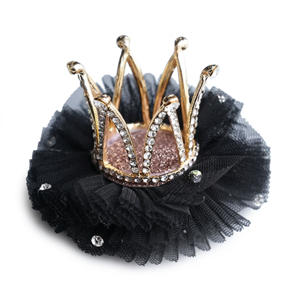 Black crown hair clip on white