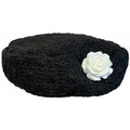 Black Knit Rose Beret Hat for Dogs & Cats