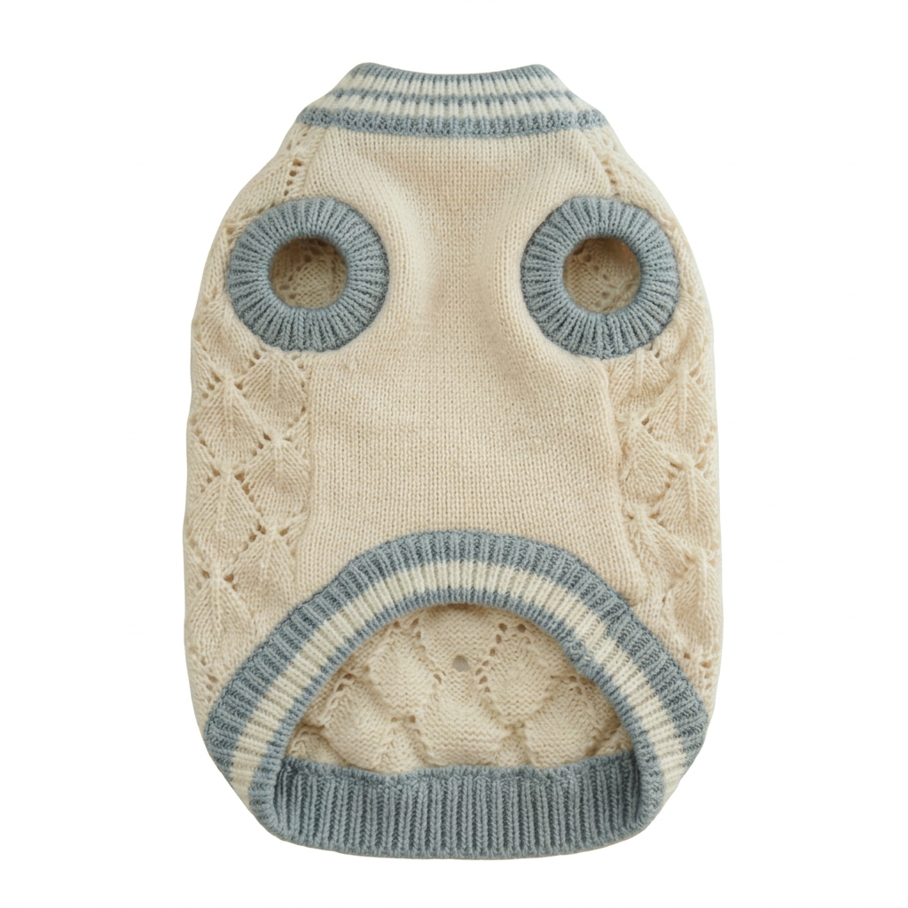 Blue-grey and cream underside sweater view