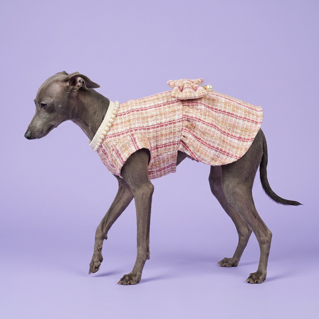 Blue-grey Italian greyhound standing side-on