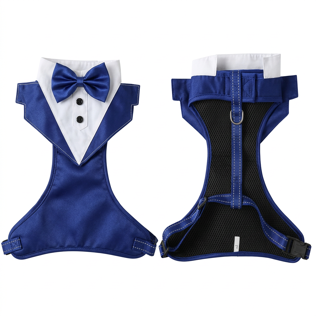 Blue harness front and reverse views