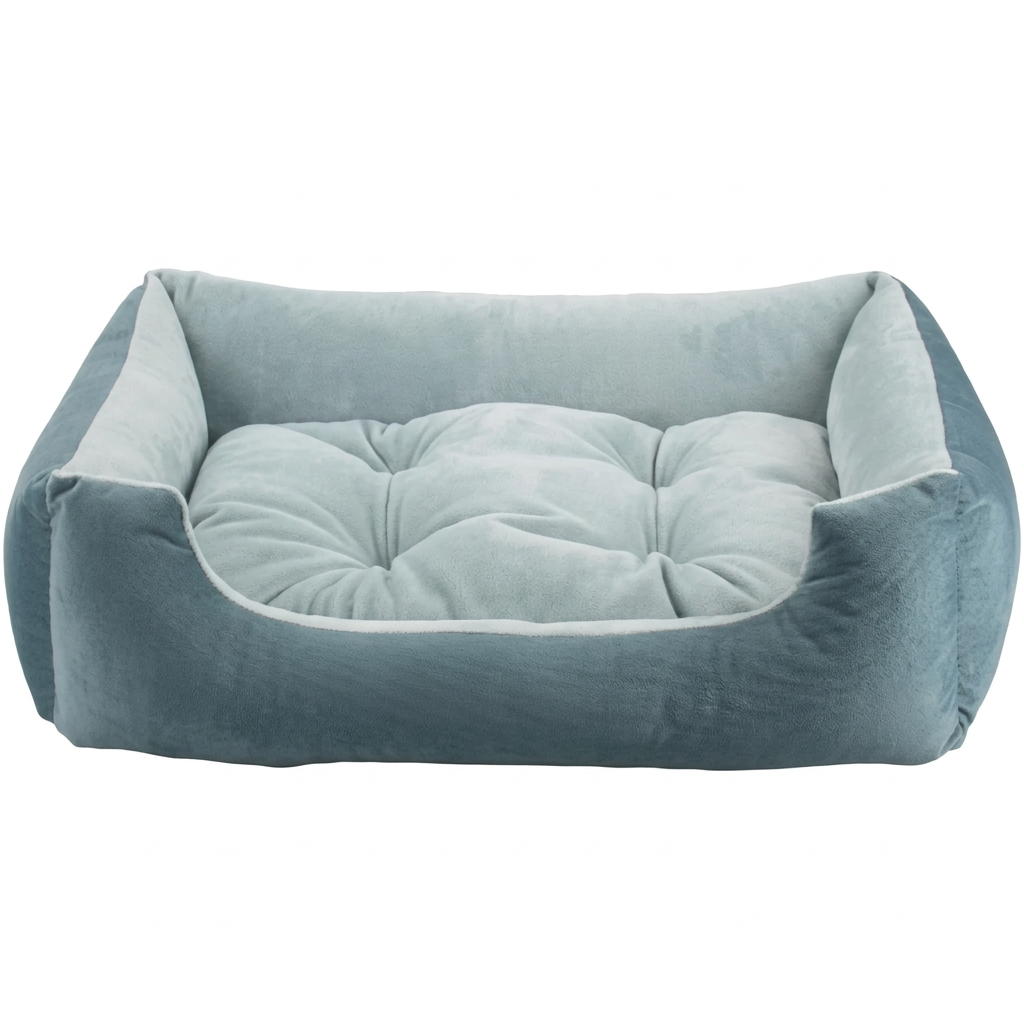 Blue pet bed on a white background, square