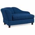 Blue pet couch matching the black couch orientation