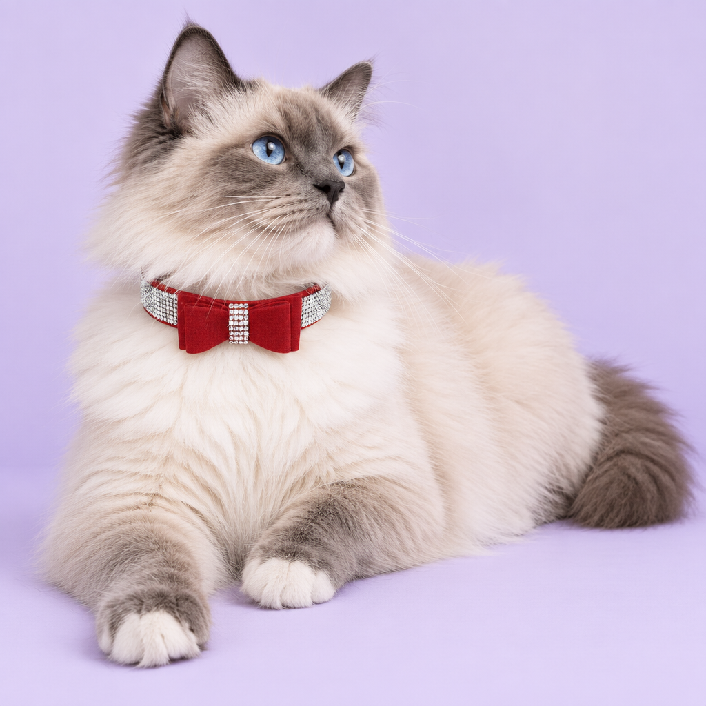 Blue-point ragdoll reclining and looking away