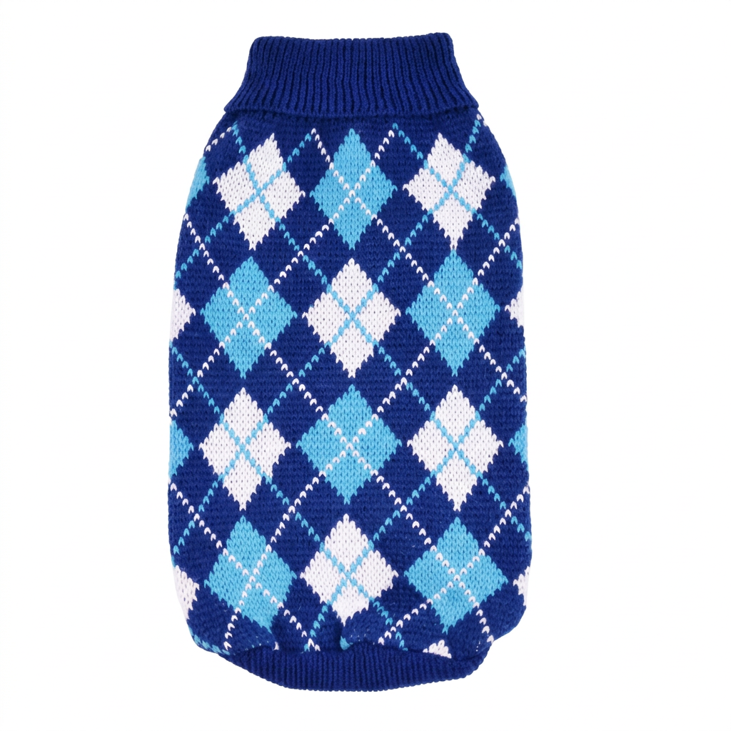 Blue sweater on a square white background