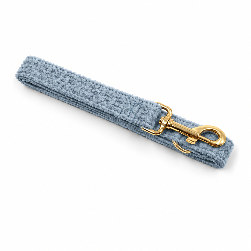 Blue teddy fleece folded leash