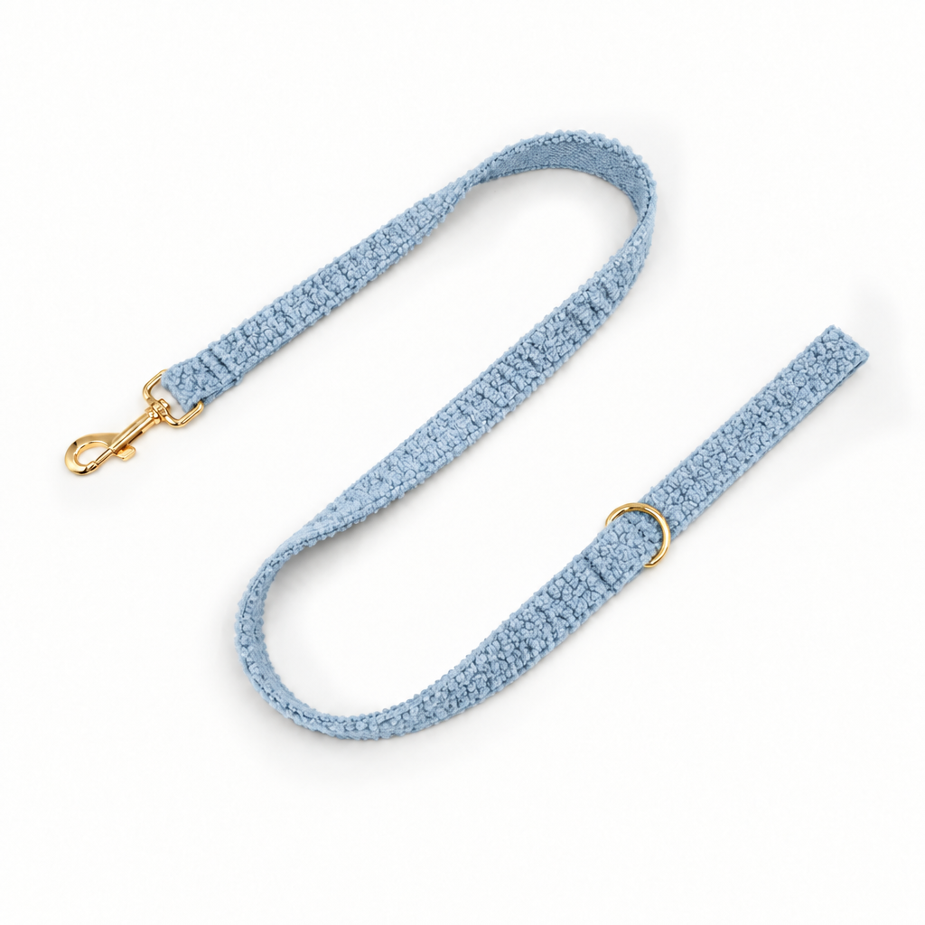 Blue teddy fleece full-length leash
