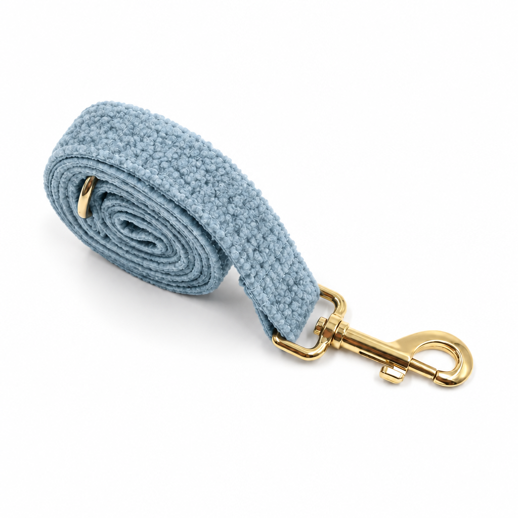 Blue teddy fleece rolled leash