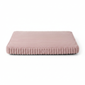 Blush pink chunky corduroy rectangular pet mat with ribbed texture and rounded corners, photographed on a white background.