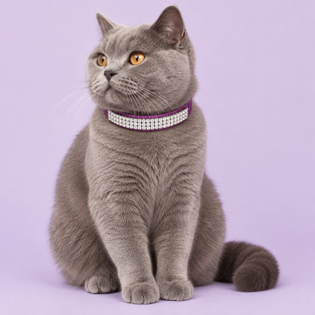 British Shorthair cat seated and looking to the side