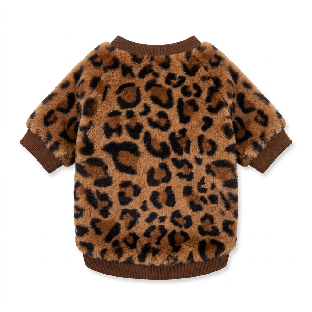 Brown leopard pet sweatshirt straightened and centered on a white background