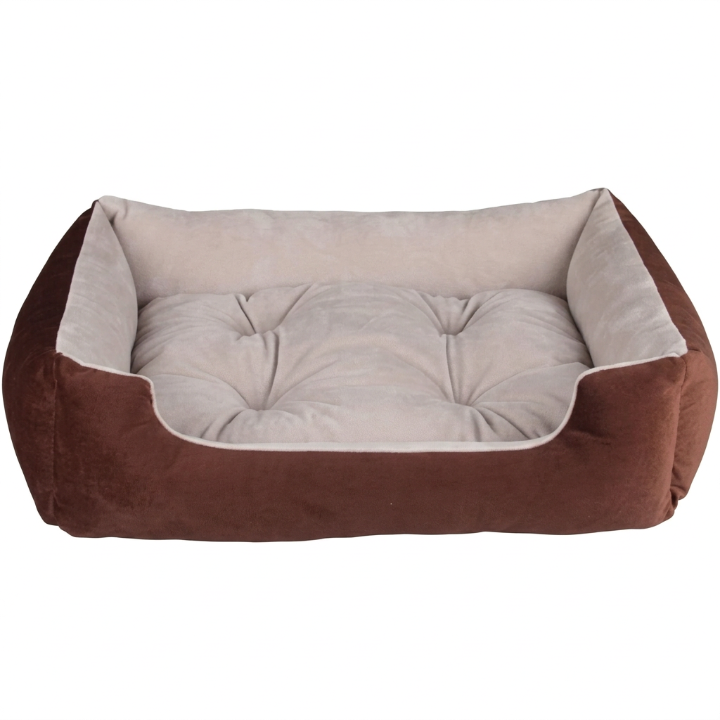 Brown pet bed on a white background, square