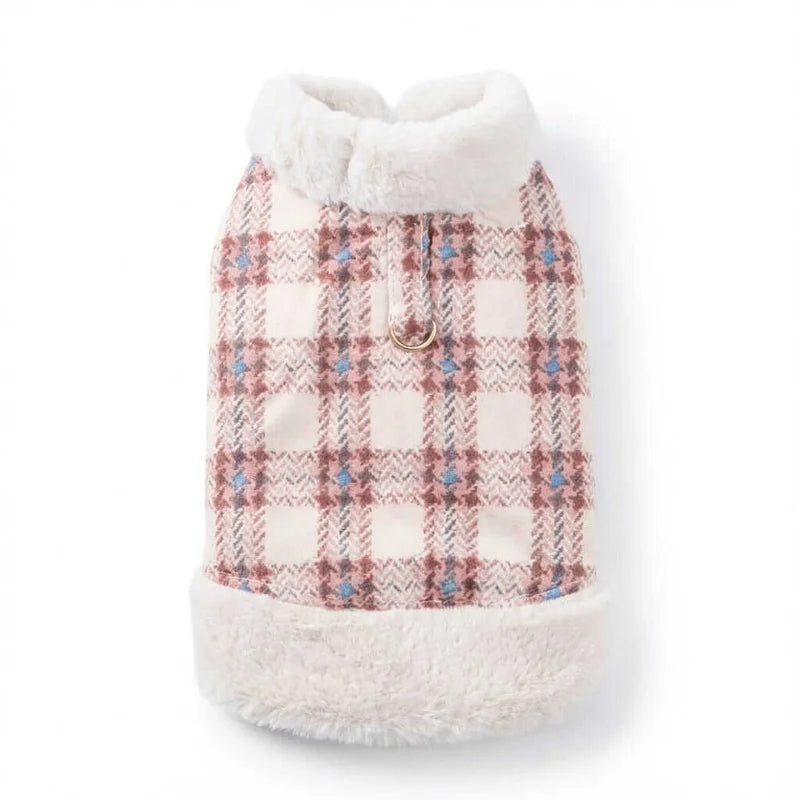 Pink Plaid Faux-Fur Trim Vest for Dogs & Cats