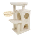 Beige 33.5-Inch Cat Tree with 2-Tier Condo & Padded Perch