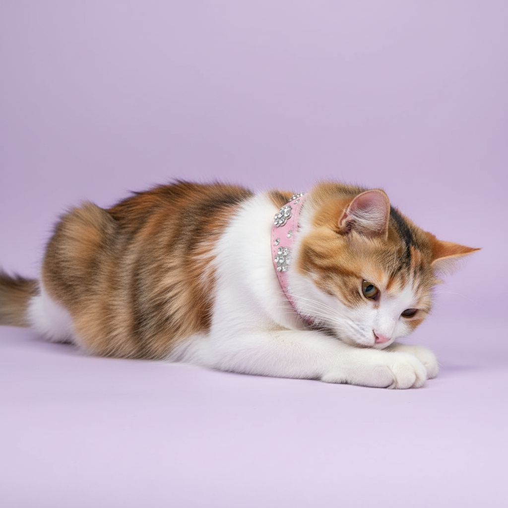 Calico Cat - Pink Collar Signature Edit