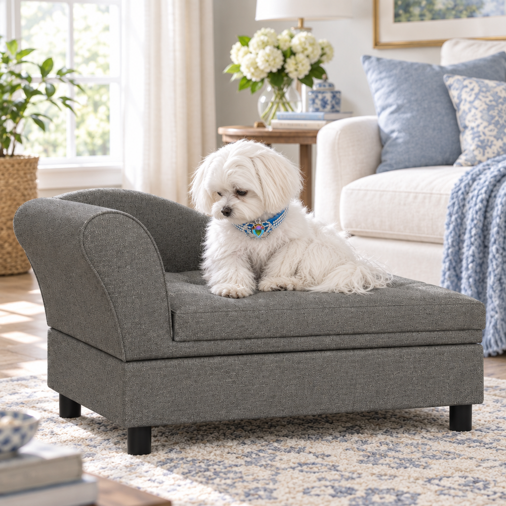 Candid Maltese wearing the blue crown collar