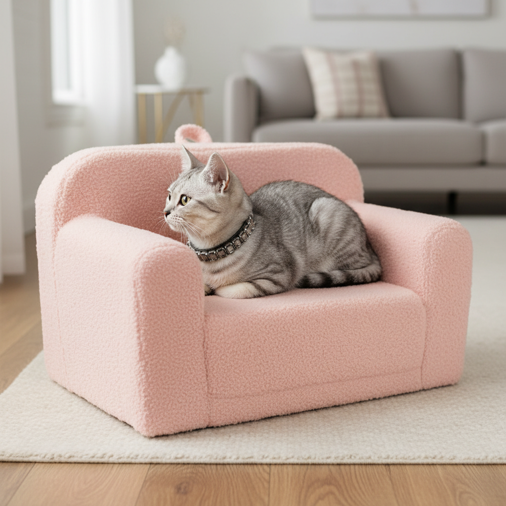 Cat in chair wearing the grey rhinestone collar
