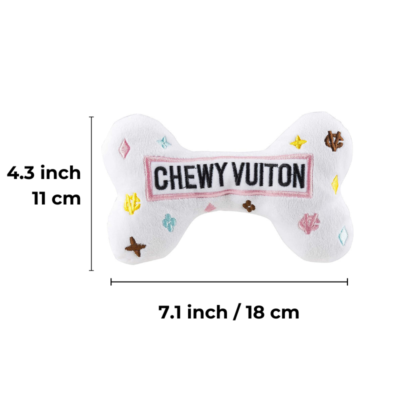 Chewy Vuiton White Bone Plush Dog Toy