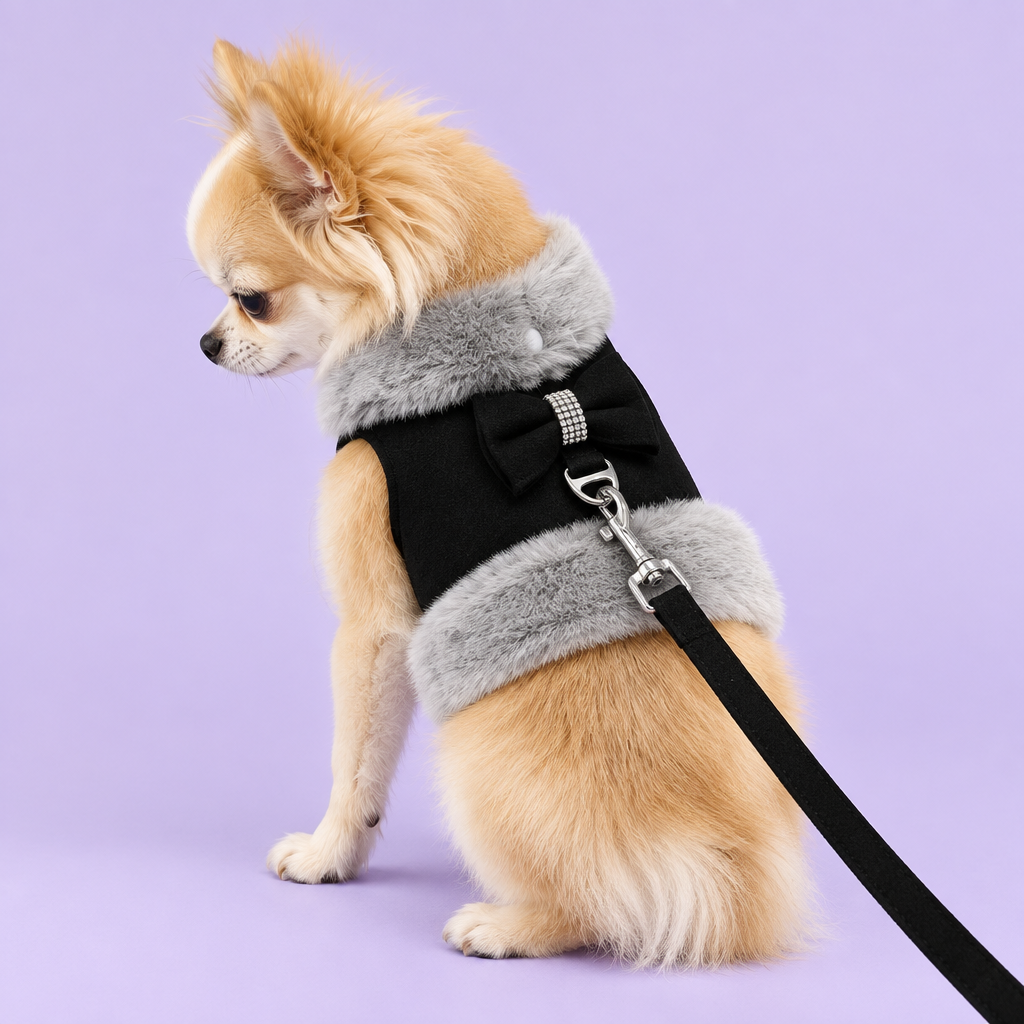 Chihuahua in black harness