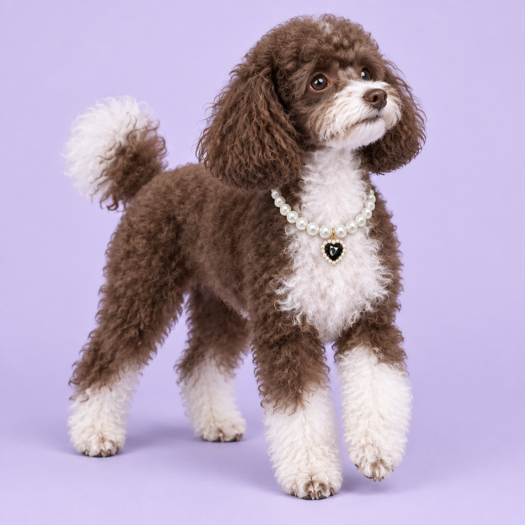 Chocolate-and-white Toy Poodle