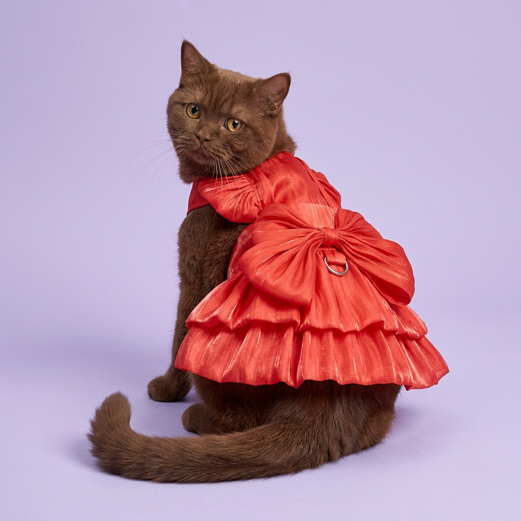 Chocolate British Shorthair showing the red back bow
