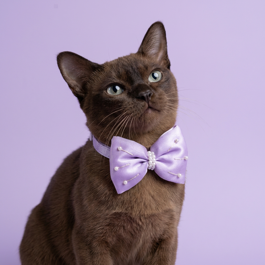 Chocolate Burmese portrait looking upward