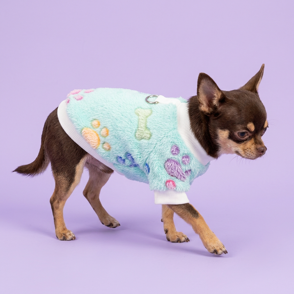 Chocolate Chihuahua taking a gentle step