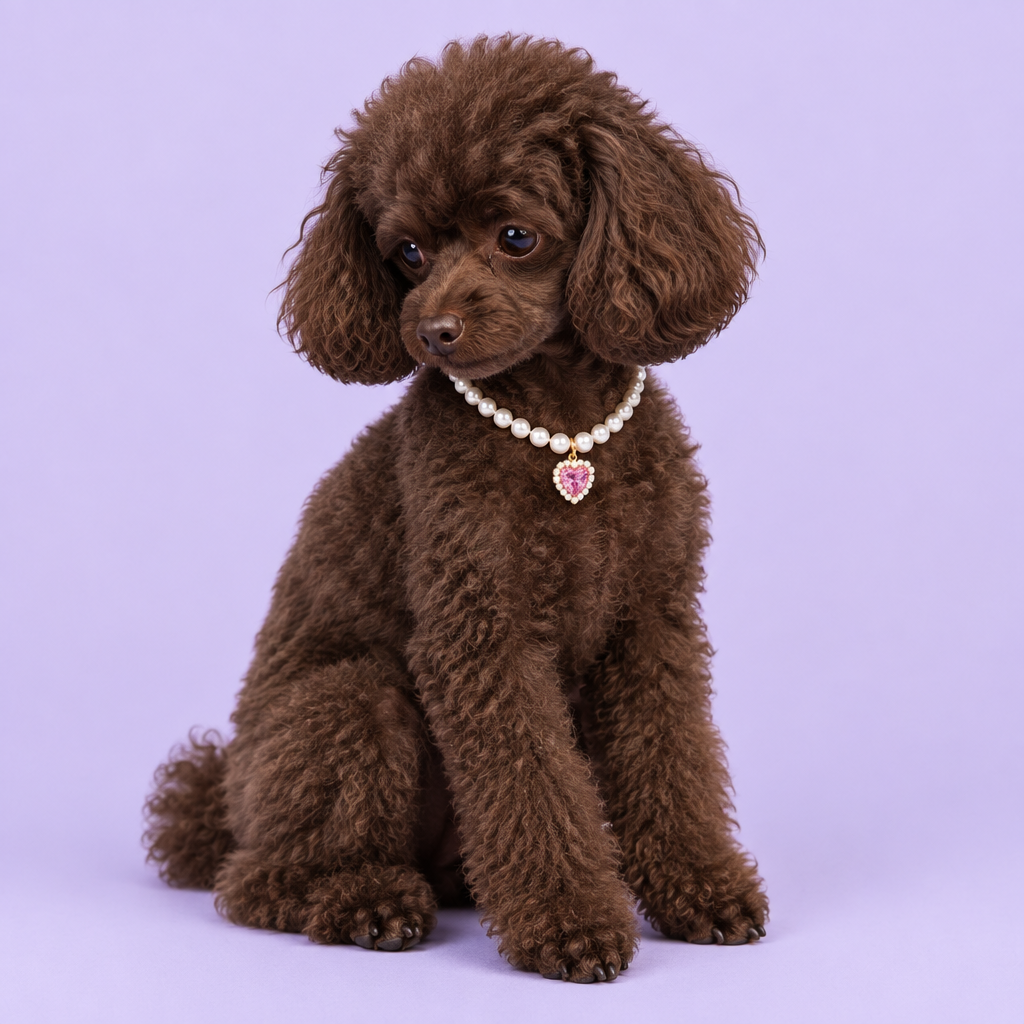 Chocolate Toy Poodle sitting