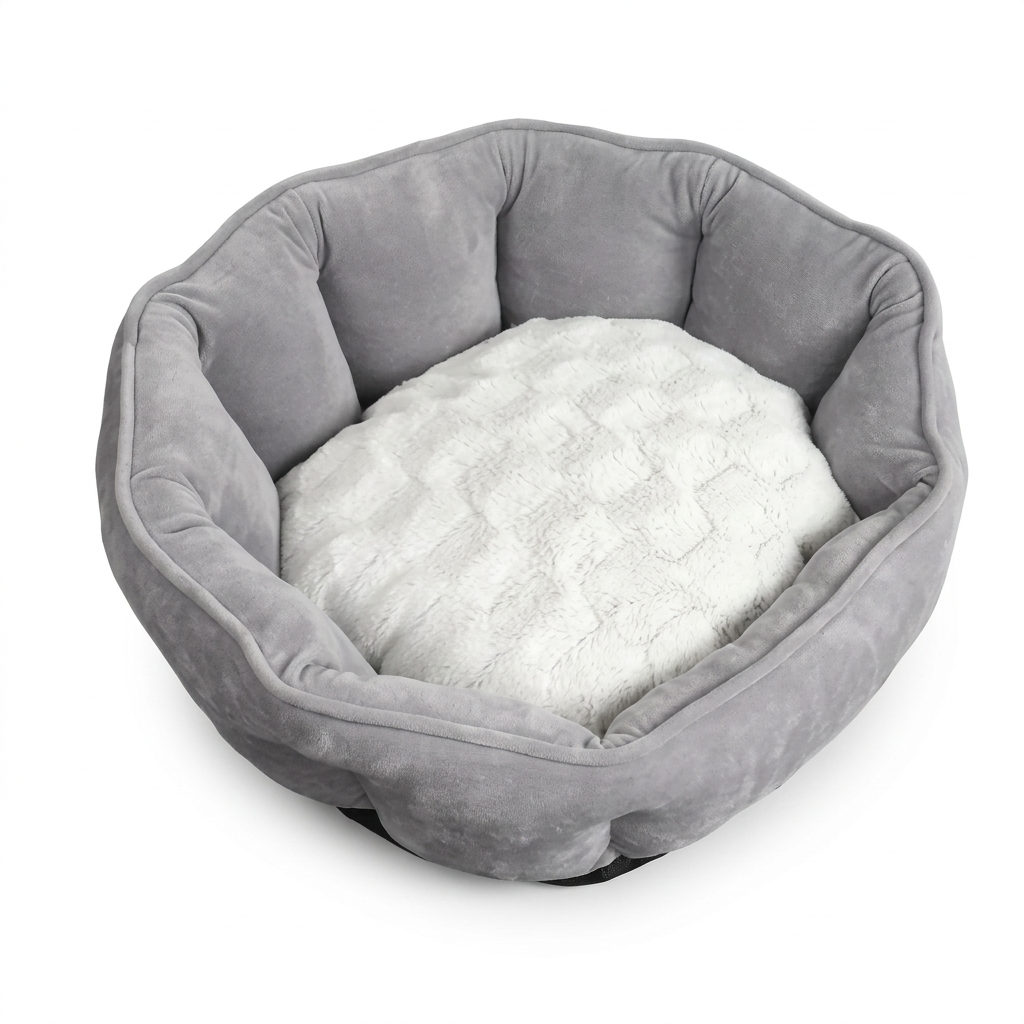 Clean square gray pet bed image on white